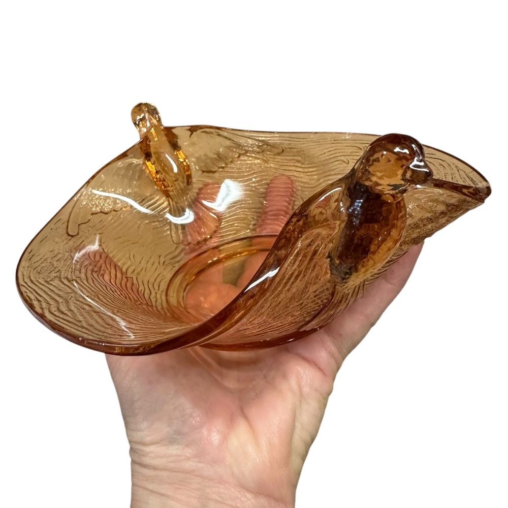 Vintage Hummingbird Glass Candy Dish